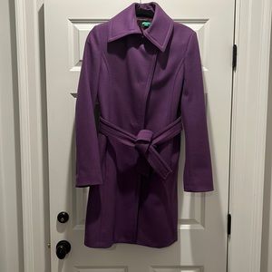 Purple United Colors of Benetton Belted Coat size 8 Vintage 90’s